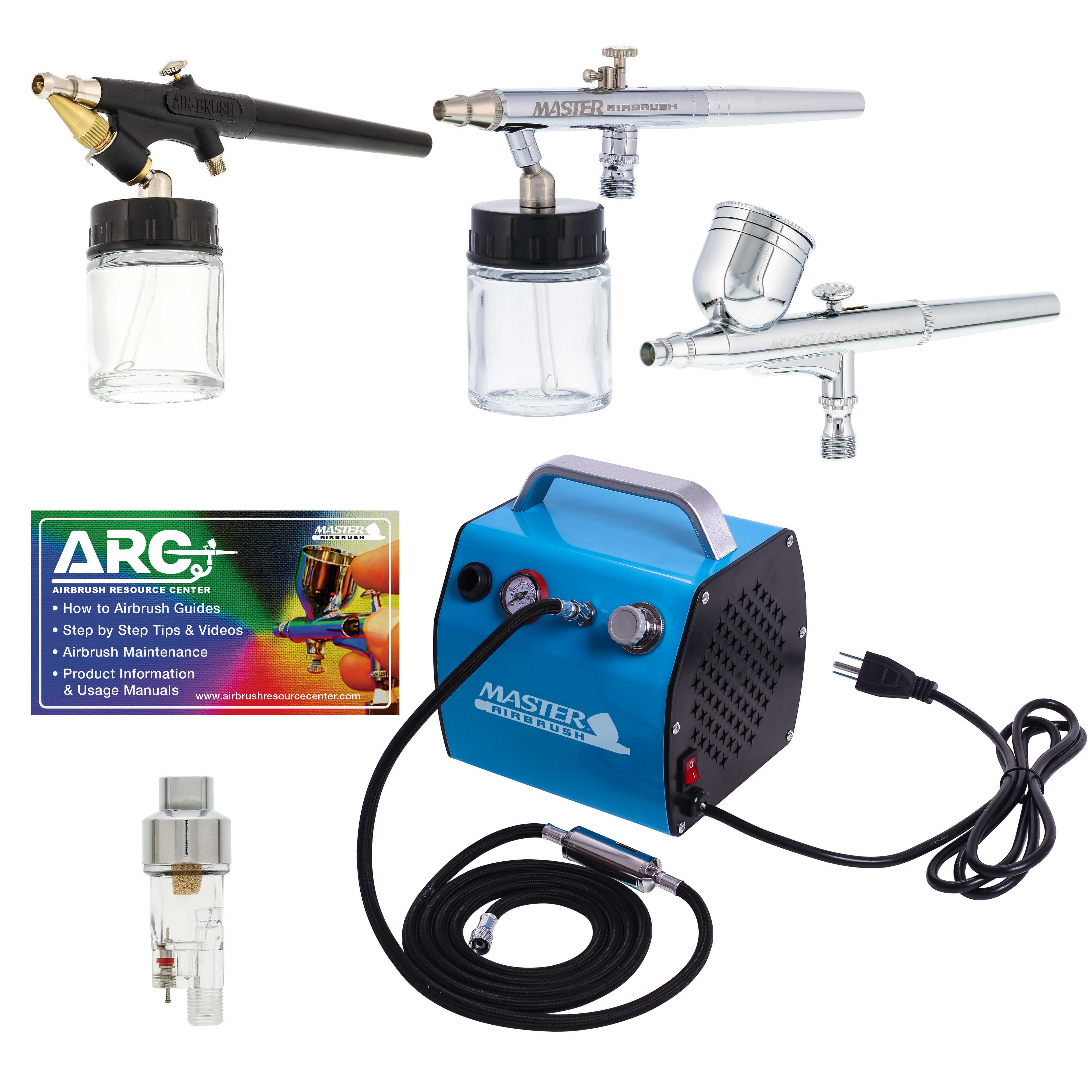 3 Multi-Purpose Master Airbrush Kit with High Performance Compact